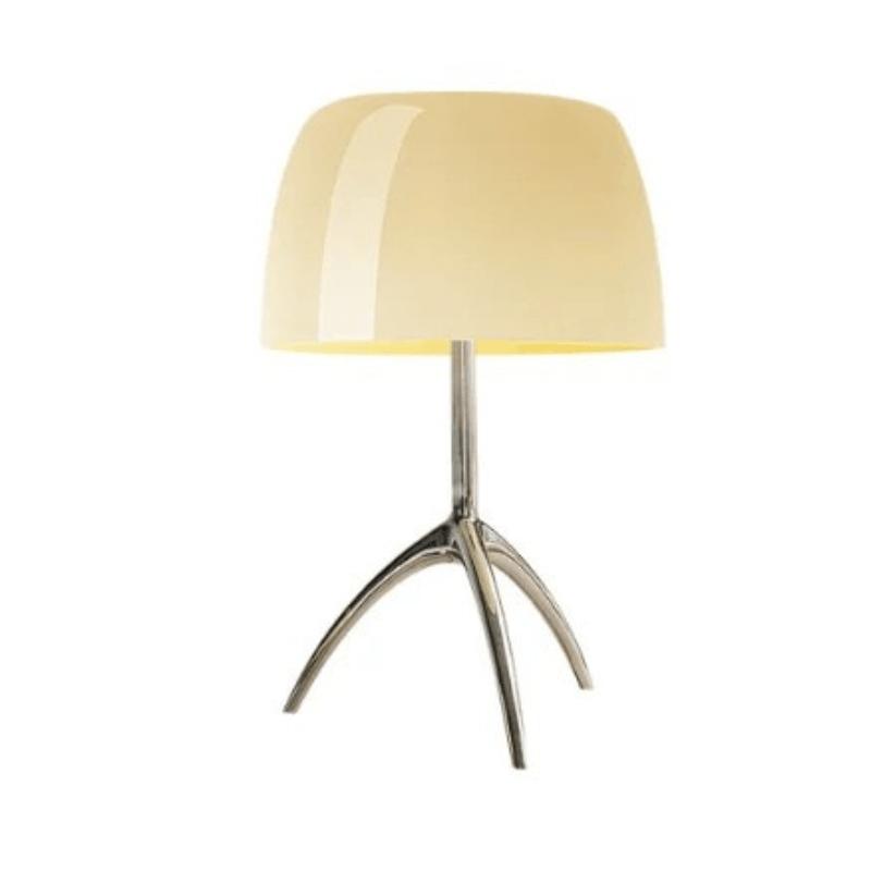 Elysiara | Reyalight® Beige & Chrome / Lumière chaude 3000k / Petit modèle Ø20cm x H35cm