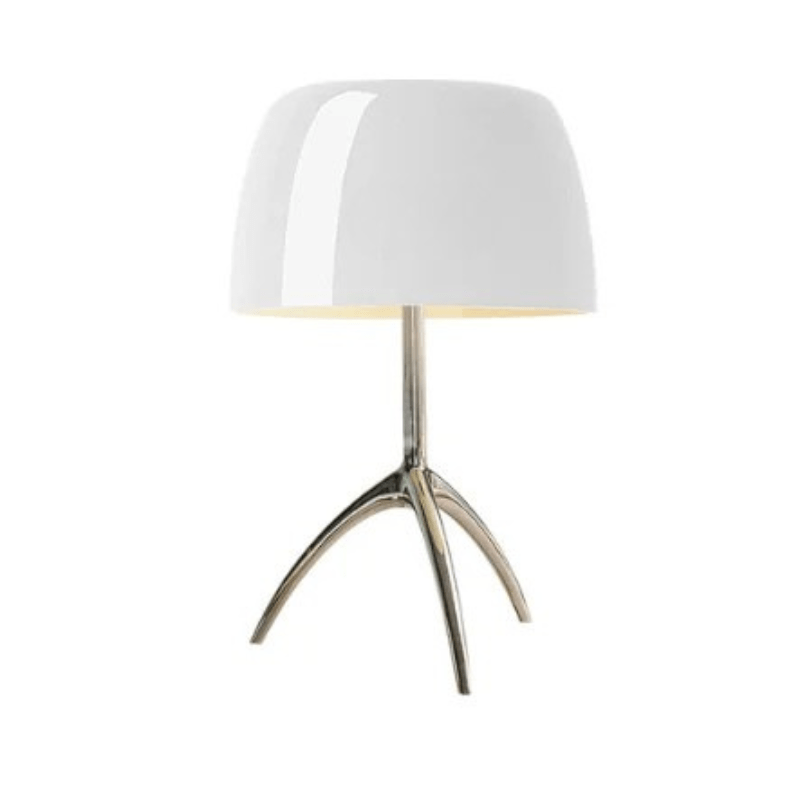 Elysiara | Reyalight® Blanc & Chrome / Lumière chaude 3000k / Petit modèle Ø20cm x H35cm