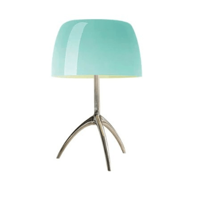 Elysiara | Reyalight® Bleu & Chrome / Lumière chaude 3000k / Petit modèle Ø20cm x H35cm