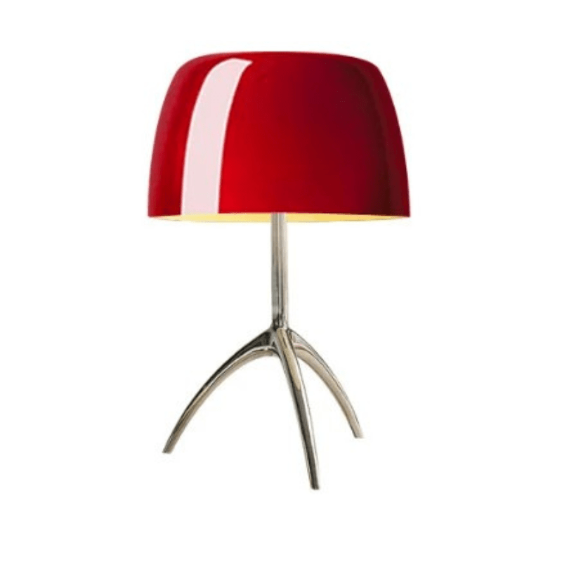 Elysiara | Reyalight® Rouge & Chrome / Lumière chaude 3000k / Petit modèle Ø20cm x H35cm