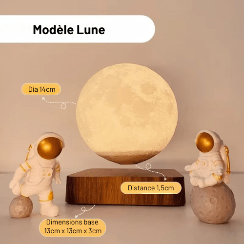 Onirimoon | Reyalight® Bois clair / Lune / Lumière réglable 3 niveaux|Tactile & Lévitation