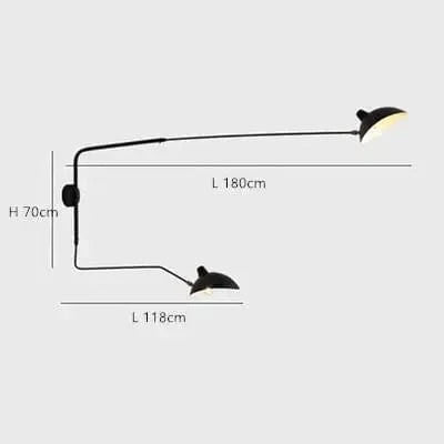 Astraora Noir à 2 abat jour 180cm / Lumière chaude 3000k / Oui