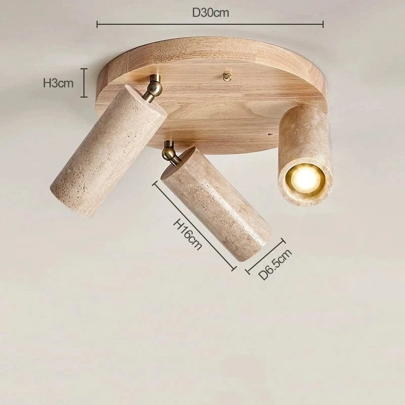 Lyraus Triple spots Rond Bois clair / Lumière chaude  3000K