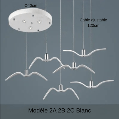 Seagull | Reyalight® Modèle 2A 2B 2C Blanc D40cm / Lumière chaude 3000k