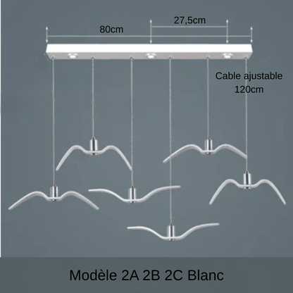 Seagull | Reyalight® Modèle 2A 2B 2C Blanc L80cm / Lumière chaude 3000k