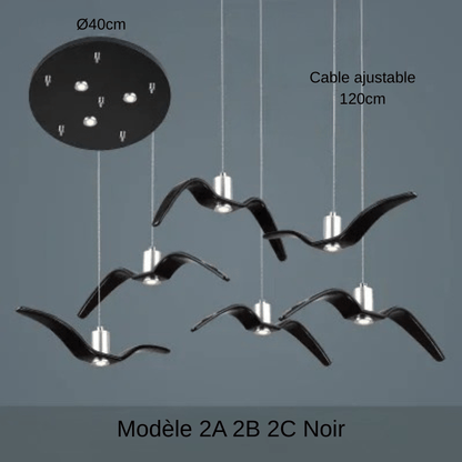 Seagull | Reyalight® Modèle 2A 2B 2C Noir D40cm / Lumière chaude 3000k
