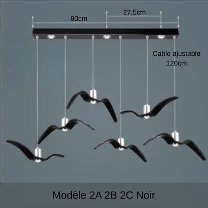 Seagull | Reyalight® Modèle 2A 2B 2C Noir L80cm / Lumière chaude 3000k