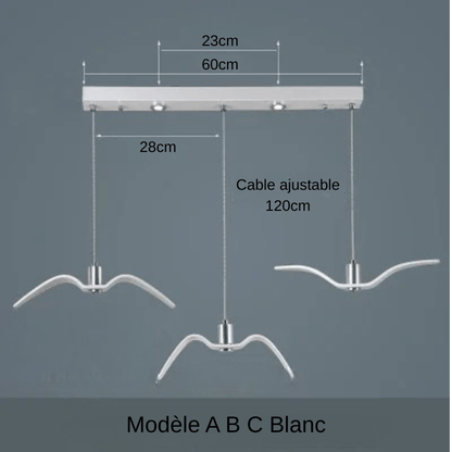 Seagull | Reyalight® Modèle A B C Blanc L60cm / Lumière chaude 3000k