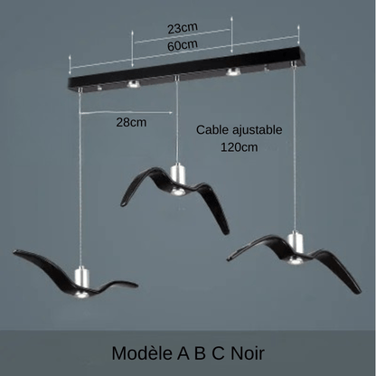 Seagull | Reyalight® Modèle A B C Noir L60cm / Lumière chaude 3000k