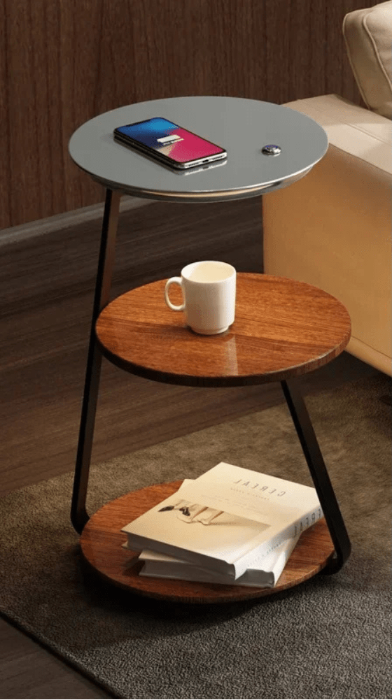 Serapha | Reyalight® Double plateau bois foncé / Oui / Lumière chaude 3000K