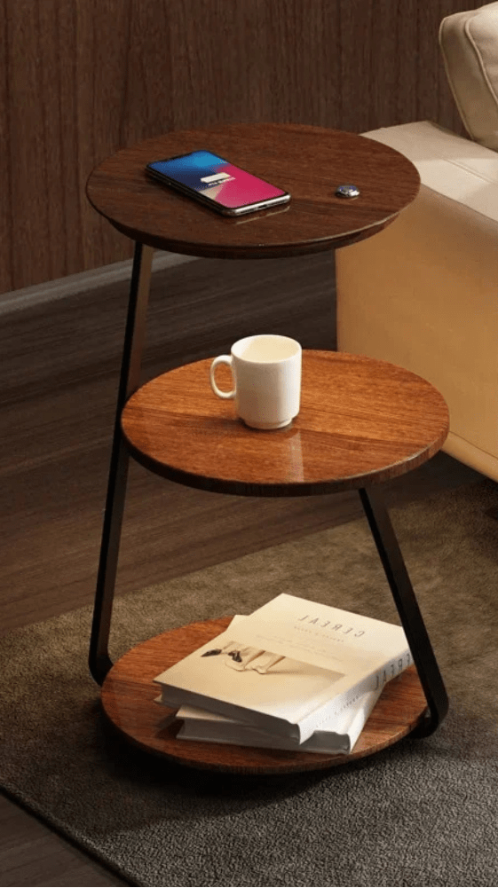 Serapha | Reyalight® Triple plateau bois foncé / Oui / Lumière chaude 3000K