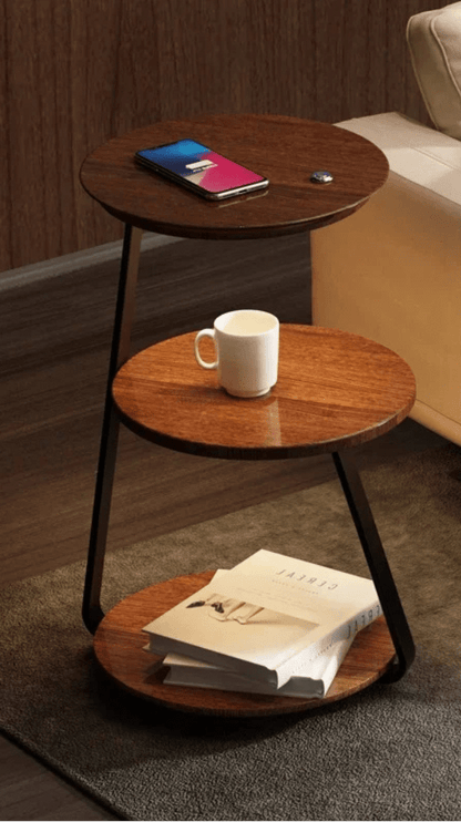 Serapha | Reyalight® Triple plateau bois foncé / Oui / Lumière chaude 3000K